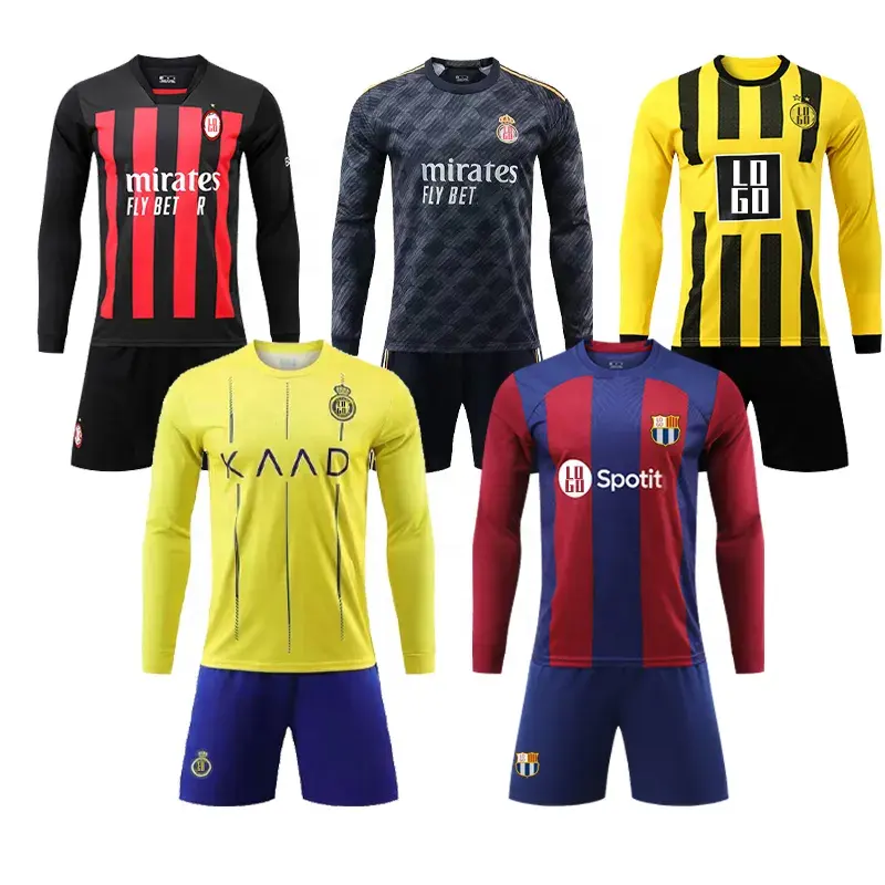 Digital Printing 100% Polyester Moisture Wicking Long Sleeve Football Jersey Training Soccer Uniforms