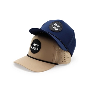 OEM Customized Waterproof Golf <b>Hat</b> 5-Panel Laser Cut Holes With Rubber Patch Logo Custom Twisted Rope <b>Caps</b> Vietnam Sportswear VN - Product Image 3