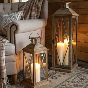 โคมไฟเหล็กตกแต่งด้วยแผงกระจกและมือจับโบราณสำหรับวัดบ้านหรือตกแต่งสวนกลางแจ้ง - Product Image 1