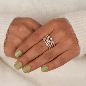 Personalizable 14K oro amarillo laboratorio crecido diamante corte redondo media eternidad boda banda estilo de moda joyería de compromiso - Product Image 4