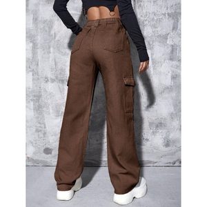 Pantalones Vaqueros Cargo Holgados de Mezclilla Marrón para Mujer, Estilo Vintage Retro, Transpirables, Ecológicos, con Múltiples Bolsillos, Estilo Urbano Informal - Product Image 5