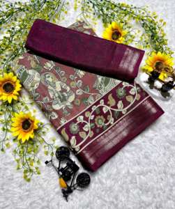 Original Heavy Cotton Women's Saree with Jacquard Border and Allover Design Includes <b>Blouse</b> Piece - Product Image 3