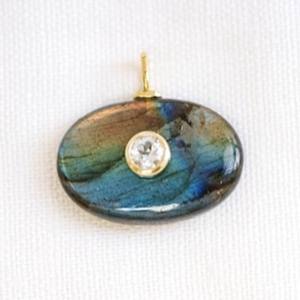 Colgante de Labradorita Ovalada en Plata de Ley 925 con Engaste Fino, Collar para Mujer con Dijes Chapados en Oro al por Mayor - Product Image 3