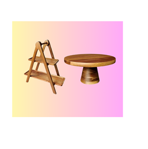 Wooden Multipurpose Round Folding Cake Pizza Stand Dessert Platter Party Decoration Dessert Cake Stand - Product Image 1