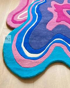 Alfombra de lujo única y moderna hecha a mano, alfombra de suelo de lana de alta calidad, alfombra de dormitorio lavable de forma Irregular, única - Product Image 4