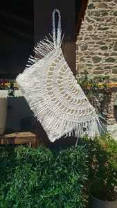 Handcrafted Women's Summer Beach Crochet Straw Clutch <b>White</b> Bohemian Tassels Raffia Paper <b>Handbag</b> - Product Image 3