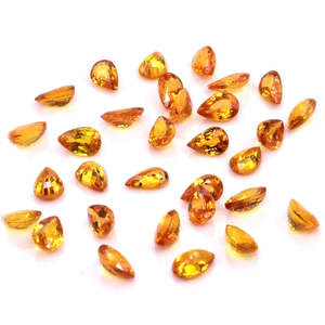 Saphir orange naturel non traité, pierres brutes, 3x5mm et 4x6mm, formes poire et ovale facettées, bleu royal et violet, gemmes calibrées - Product Image 1