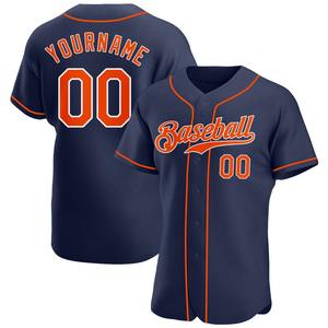 Vente en gros de vêtements de sport pour l'industrie Maillot de baseball authentique personnalisé marine orange-blanc - Product Image 1