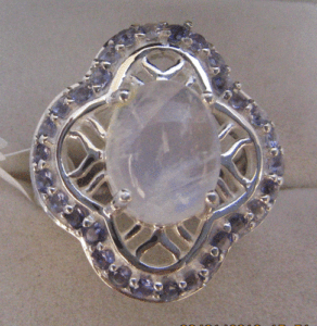 Women's Natural Rainbow Moonstone Iolite <b>Ring</b> in 925 Sterling <b>Silver</b> <b>Adjustable</b> Gemstone Inlay <b>Ring</b> for Gift From Shah Gems - Product Image 1