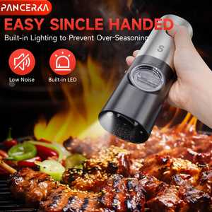 PANCERKA Juego de Molinillos de Pimienta Eléctricos con Luz LED, de Una Mano, con Encendido de un Botón y Grosor Ajustable, Juego de 2 Piezas - Product Image 5
