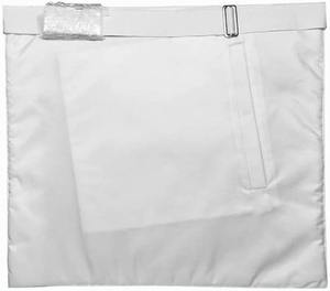 Tablier maçonnique blanc pour membre (standard) avec poche en cuir à l'arrière, ruban blanc de qualité supérieure avec filigrane - Product Image 5