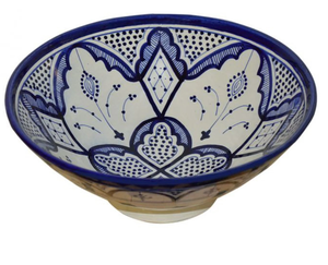 Tazón de cerámica hecho a mano de estilo marroquí, cuencos de cerámica azul para servir a mano, utensilios de cocina - Product Image 1