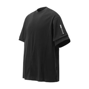 Camiseta de Hombre de Alta Calidad, Manga Corta, Tejida, 100% Algodón, Diseño de Bolsillo Personalizado, Color Sólido, Corte Irregular, Estilo Niche - Product Image 4