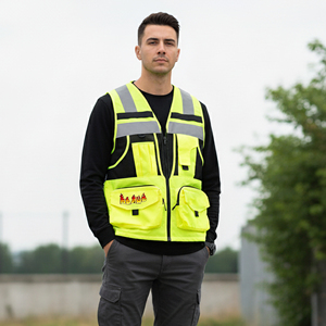Gilet de sécurité à haute visibilité en maille, classe 2 ANSI, OEM/ODM, bandes réfléchissantes, imperméable, LED clignotante, logo personnalisé, vêtements de travail pour hommes - Product Image 1