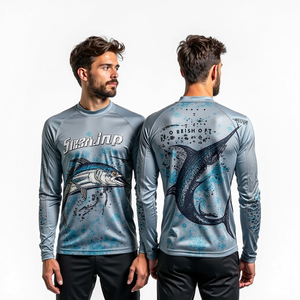 เสื้อตกปลาแขนยาวสำหรับผู้ชายผ้าดรายฟิตพิมพ์ซับลิเมชันและอุปกรณ์ป้องกันแสงแดดสำหรับอุปกรณ์ตกปลา - Product Image 5