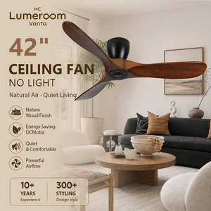 USA In Stock 42 Inch Low Profile <b>Ceiling</b> <b>Fan</b> No Light Solid Wood <b>Ceiling</b> <b>Fan</b> <b>with</b> <b>Remote</b> Quiet DC Motor for Bedroom Living Room - Product Image 1