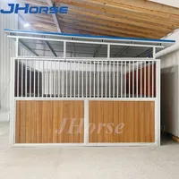 Abri pour chevaux en bambou robuste de qualité supérieure conforme aux normes américaines, panneaux avant d'écurie en acier avec toit