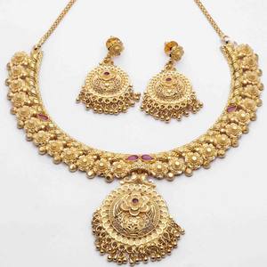 เครื่องประดับแฟชั่น14K 18K 24K สร้อยคอขึ้นรูปเครื่องประดับออกแบบลายดอกไม้แบบดั้งเดิมชุดเครื่องประดับทองทองเหลือง - Product Image 3