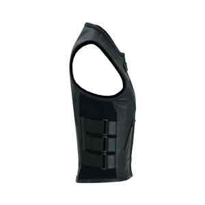 Chaleco SWAT Vintage de cuero genuino Premium para mujer, estilo de cuello de tubería, correas laterales triples ajustables, ajuste de tamaño, ropa de abrigo suave - Product Image 3