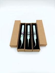 Pince à épiler professionnelle de haute qualité, durable, en acier inoxydable, à pointe droite et incurvée, avec revêtement en poudre Seaglass, pour extensions de cils - Product Image 5