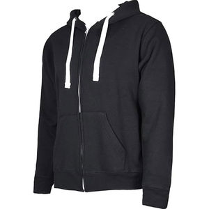 Sweat à capuche zippé bleu marine classique avec cordons de serrage blancs Vêtements d'extérieur décontractés à manches longues pour hommes et femmes Veste en coton confortable - Product Image 2