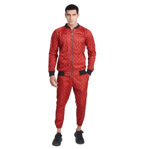 Ensemble de survêtement décontracté en coton respirant imprimé numérique rouge pour hommes fabriqué en usine au Pakistan, en vente à prix réduits, survêtements pour hommes - Product Image 1