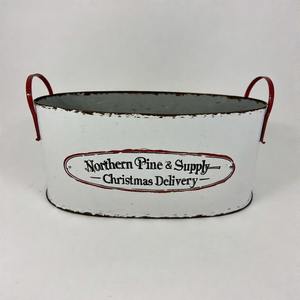 Winter Fern Lane Maceta diseñada con acabado galvanizado para exhibiciones verdes de Navidad al aire libre y decoración de entrada Nevada - Product Image 6