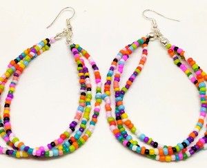Trendy Long Rainbow <b>Earrings</b> Rainbow Bead Dangle <b>Earrings</b> Multi <b>Earrings</b> Rainbow Hoop <b>Earrings</b> Long - Product Image 2