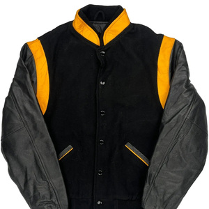 แจ็คเก็ตหนังแท้สีดำปักลายแฟชั่นกันน้ำคุณภาพสูงแบบสั่งทำพิเศษสำหรับผู้ชายไซส์ใหญ่ - Product Image 1