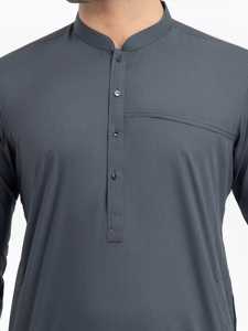 Salwar Kameez pour hommes pakistanais, style uni, tenue traditionnelle musulmane pour le bureau, la vie quotidienne et la Jumma. - Product Image 3