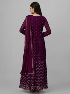 Ensemble de salwar kameez ethnique en georgette brodé pour femmes Trendmalls, kurta anarkali avec pantalon et dupatta pour les occasions de mariage (G121) - Product Image 5