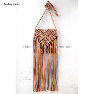 Sac de yoga en macramé pour femmes de style bohème Cordon en coton tissé à la main Logo personnalisé Prix raisonnable Sac en crochet fait main directement de l'Inde - Product Image 4