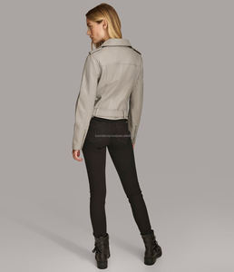 Bomber de cuero genuino de alta calidad para mujer/chaqueta de Moto de lona de punto transpirable prendas de vestir exteriores cómodas para mujer - Product Image 3