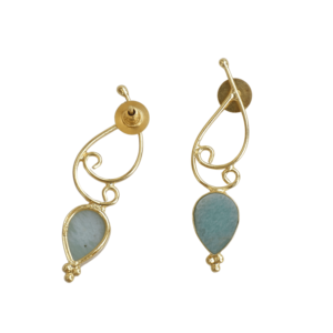 Boucles d'oreilles en laiton de qualité supérieure plaquées or avec cristaux de guérison authentiques, texture en laiton mat, style avant-gardiste, prêtes à être expédiées - Product Image 5