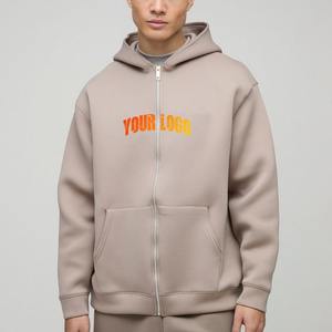 OEM algodón cremallera sudaderas con capucha de lujo Hip Hop gota hombro patrón ropa de invierno personalizado sin cordón polar sudaderas con capucha de gran tamaño - Product Image 1