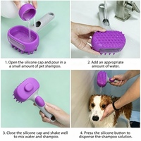 Brosse de bain pour chien en silicone, brosse à shampoing pour animaux de compagnie avec distributeur de savon, manche long pour chiens, chats, fournitures de toilettage pour animaux de compagnie, vente en gros