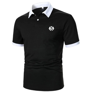 Polo homme 100% coton, couleur noir et blanc, t-shirt de qualité supérieure, léger et personnalisé, 100% coton - Product Image 2