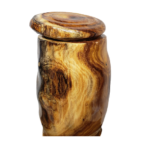 Urnes funéraires faites à la main en bois massif de haute qualité avec couvercle rond capacité 4-5L Design Art Déco pour le mémorial des cendres - Product Image 1