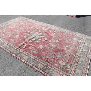 พรมตุรกีวินเทจ ขนาดใหญ่พิเศษ 6.46x11.2 ฟุต พรมขนสัตว์ลายทางสีแดงน้ำเงิน - Product Image 2