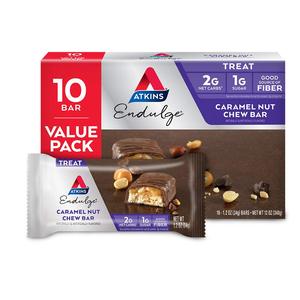Barre à mâcher au caramel et aux noix Atkins Endulge, collation faible en sucre, barre dessert, lot de 10 - Product Image 4