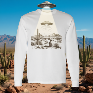 เสื้อยืดแขนยาวลายแมวตะวันตกสไตล์วินเทจ  ลายยูเอฟโอเอเลี่ยน  โรดีโอคาวบอย  แรงบันดาลใจจากป่าตะวันตก - Product Image 3