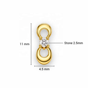 JJBRAVO Pendientes de Oro Sólido de 14k 585 con Doble Círculo Abierto y Circonitas para Mujer, Joyería Fina Contemporánea y Elegante, Venta al por Mayor OEM ODM - Product Image 6