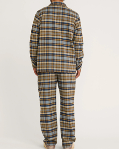 Ensemble de pyjama deux pièces en soie/coton thermique pour homme, vêtements de nuit personnalisés - Product Image 2