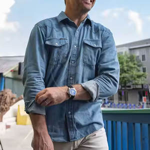 Vêtements décontractés Chemise en jean 100% coton Offre Spéciale Chemise en jean à manches longues pour hommes à vendre - Product Image 4