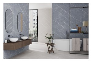 กระเบื้องพอร์ซเลนขนาดใหญ่ 600x1200 มม. ผิวมันเงา ลายหินอ่อน แข็งแรงสูง กันน้ำ เหมาะสำหรับบ้าน โรงแรม สำนักงาน และทางเดิน - Product Image 4