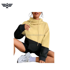 2025 superventas de las mujeres de color personalizado bloque largo pulóver con capucha estilo callejero diseño de punto temporada de invierno cuello con capucha 100% - Product Image 4