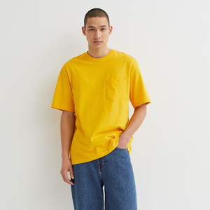 Loose Fit amarillo transpirable algodón personalizado hombres camisetas - Product Image 1