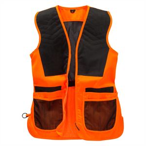 Gilet de tir unisexe Hi Viz Gilet rembourré à épaules renforcées fluorescentes Gilet de tir de poche en lapin moderne en maille noire orange - Product Image 1