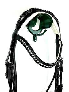 Cheval en cuir verni rond éléments cousus rênes Cheval en cuir Stanford Anatomique Snaffle Bridle Anatomic Horse Leather Bridle - Product Image 2