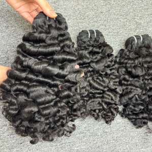 Luxe 100% vierge birmane bouclés Double dessiné Machine Double trame brut vietnamien cheveux humains tissage Extensions femmes naturel - Product Image 3